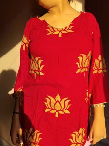 Red Printed Kurta