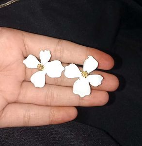 White Flower Earrings