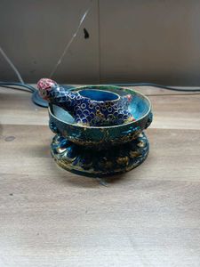 vintage cloisonne hand-painted Turtle And Saucer