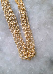 Gold Chain &amp; Pearl Jewelry Set
