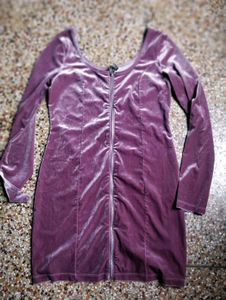 H&amp;M. Purple Velvet Mini Dress