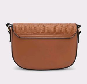 Iykyk Compact Brown Textured Crossbody Bag