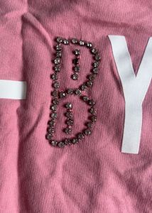 Pink "Hey-Bye" Embellished Sweatshirt