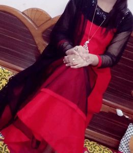 🌸Red Gown With Pant And Dupatta🌸
