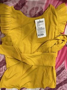 Yellow Ruffle Tie Top