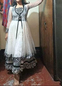 Elegant Black and White Halter Dress