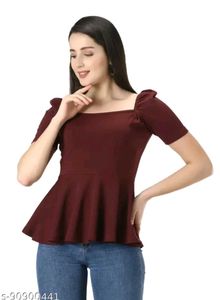 Burgundy Peplum Top. Used It Twice Only.