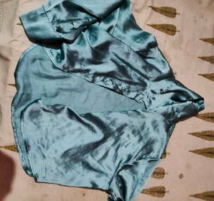Teal Satin Crop Top