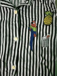 Striped Cold Shoulder Button Down