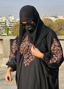 Floral Dubai Imported Black Abaya For Women