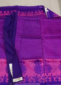 Transparent Cotton Net Saree With Shimmer Border W