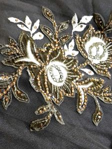Brown Floral Embroidered Gown