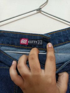 Denim Button-Front Skirt