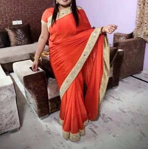 ✨ Stunning Orange Embroidered Saree ✨