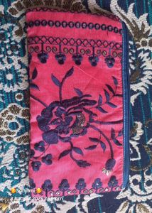 Embroidered Pink Clutch