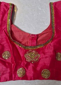 Gorgeous Pink Embroidered Saree with Blouse