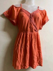 Coral Cold Shoulder Dress