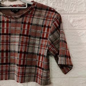 Maroon Checked Top