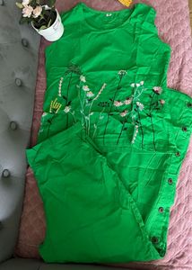 Green Floral Co-orders Set, Size 36-38