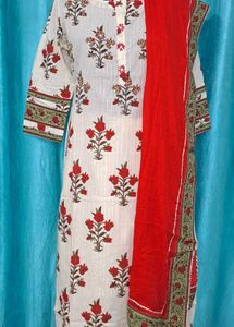 Brand New Kurti Full Set - Red And Cream Colour