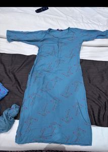 Blue Printed Cotton Suit