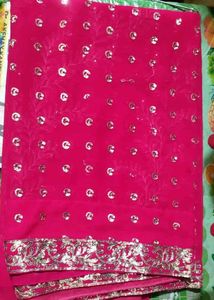 Pink Sequin Saree