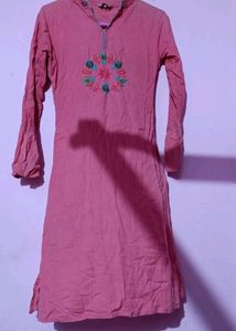 Pastel Pink Embroidery Kurti