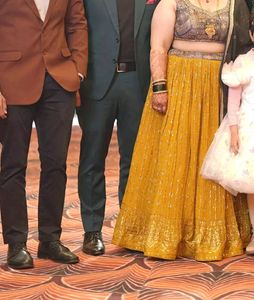 Beautiful Musterd Lehnga With Grey Blouse