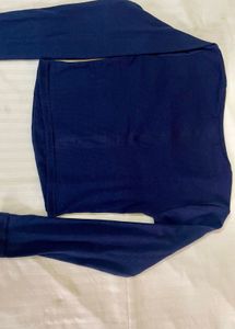 Square Neck Navy Blue Colour Top