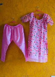 Pink Floral Kurta Set