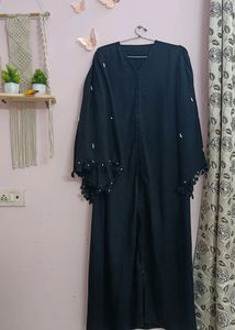 Imported Abaya With Designer Pearl Sleeves