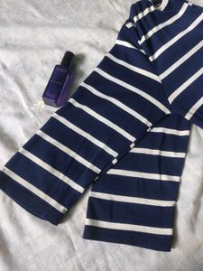 Navy Blue And White Striped Top