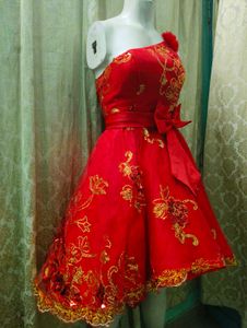 Red &amp; Gold Hi Low Party Dress
