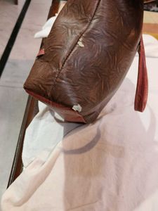 Brown &amp; Red Patterned Tote Bag