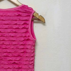 Trendy New Pink Ruffled Sleeveless Top For Women