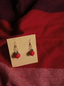 Red Ball Drop Earrings