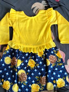 New Girl Cute Yellow &amp; Blue Dress
