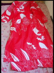 Red & White Botanical Print Suit Se