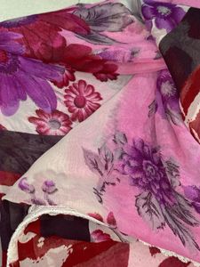 garden print pink saree