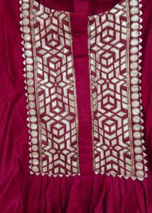 Indo Era Maroon Kurta Set (Size M)