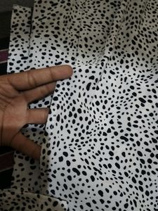 White, Black Dotted Skirt