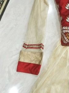 Gold Ane Red Colour Anarkali Top