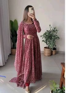 Red Anarkali Suit With Dupatta