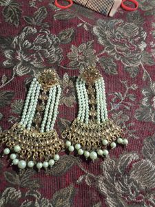 Pearl &amp; Gold Indian Earrings