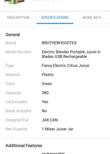 Juicer Mixer Jar With Usb