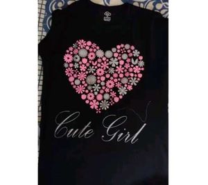 Cute Girl Floral Heart Tee