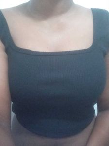 Black Square Neck Top