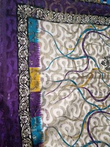 Cotton Net Jali Multi Color White And Purple Saree