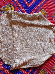 White And Golden Mix Shimmer Woolen Party Wear Top