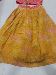 Lehenga Mustard Yellow N Top Orange 2/3 Years Girl